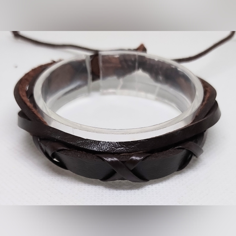 Men's Bracelet‎ Leather Braided Layered Brown New f39